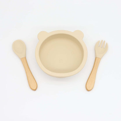 Bear Shape Food Training Silicone Bowl With Spoon Tableware