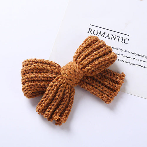 Big Knitted Bow Handmade Hairpin – 2 Pc. Set