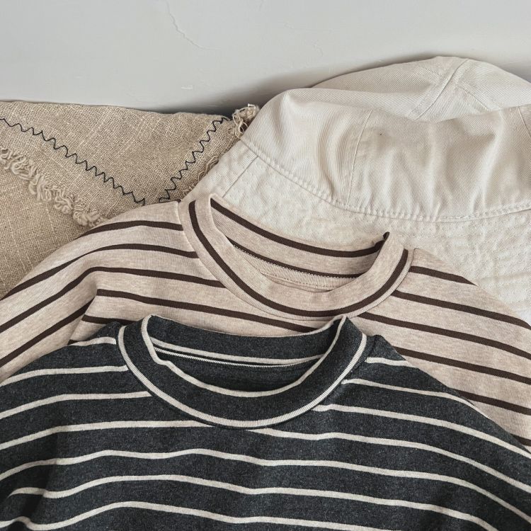 Striped Pattern O-Neck Long Sleeve Top