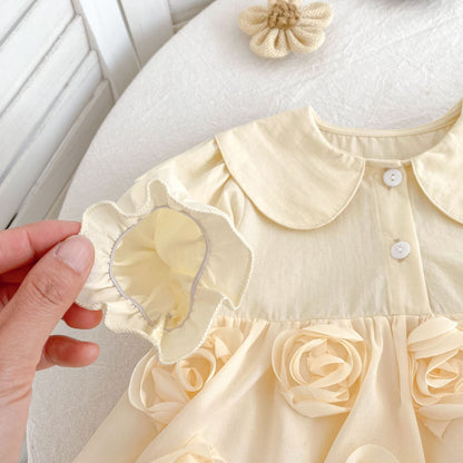 Flowers Pattern Long-Sleeved Peter Pan Collar Dress