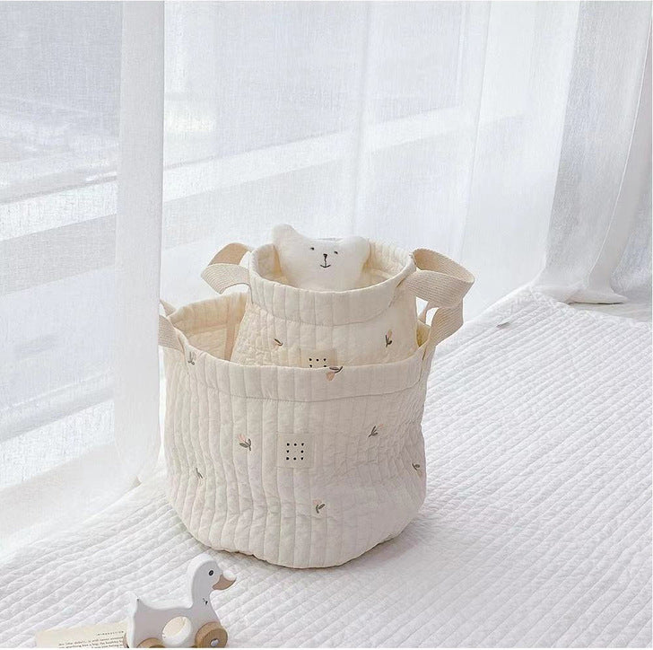 Embroidered Pattern Baby Storage Basket