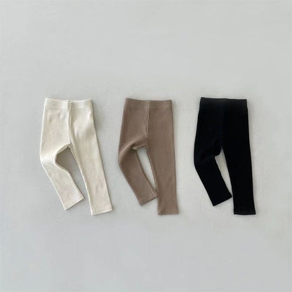 Solid Color Striped Pattern Pants