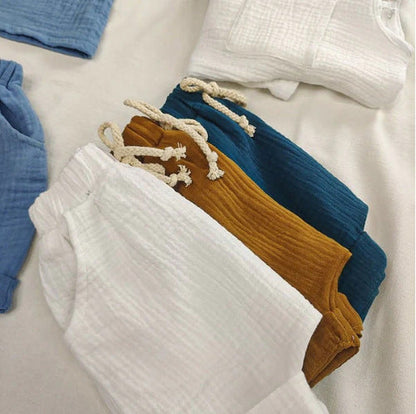 Short Sleeve Solid Color Shirt and Pants Set