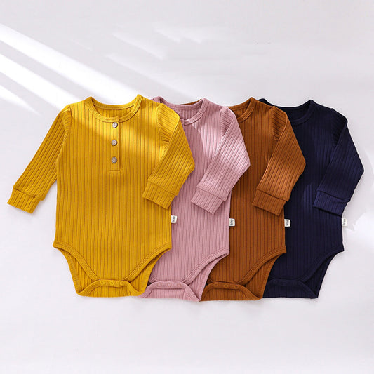 Solid Color Soft Cotton Long Sleeve Bodysuit