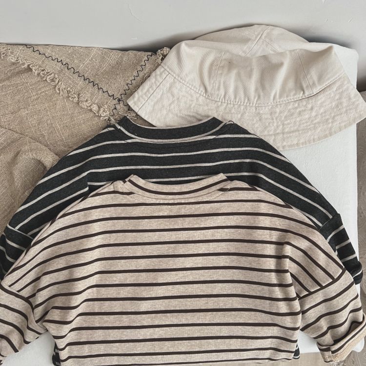 Striped Pattern O-Neck Long Sleeve Top