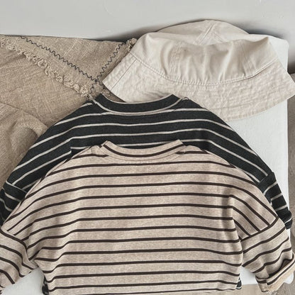 Striped Pattern O-Neck Long Sleeve Top