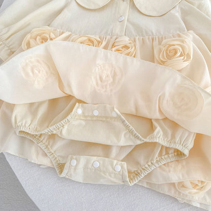 Flowers Pattern Long-Sleeved Peter Pan Collar Dress