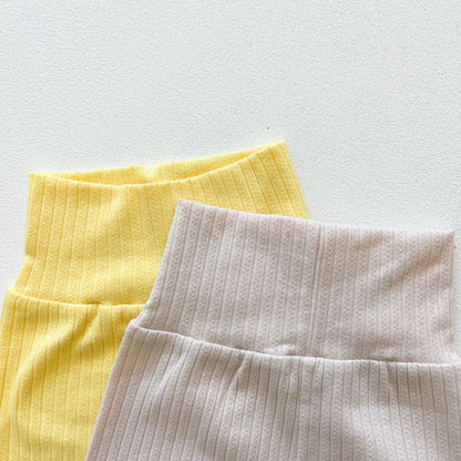 Ribbed Knit Lettuce Trim Design Sling Tops & Shorts Set