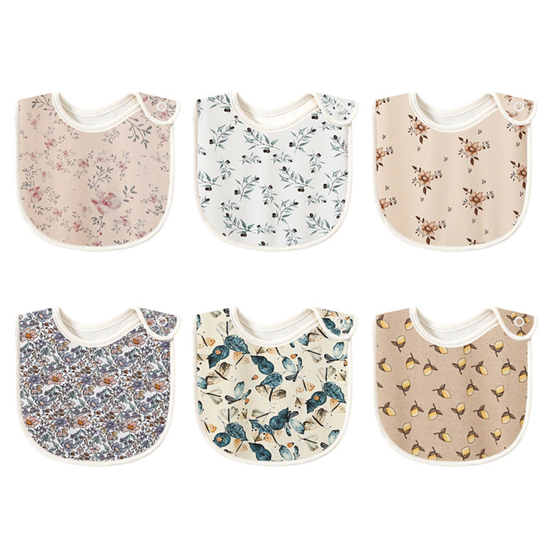 Floral Print Covered Button Design Water Absorbing Bibs