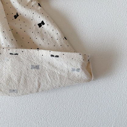 Bow & Polka Dot Graphic A-Line Long Sleeve Shirt Set