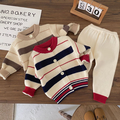 Baby Knit Striped Long Sleeve Set
