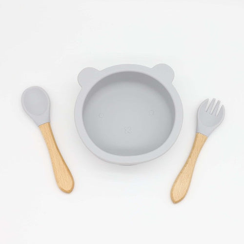 Bear Shape Food Training Silicone Bowl With Spoon Tableware