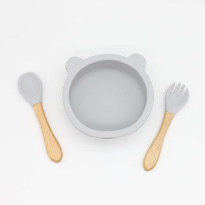 Bear Shape Food Training Silicone Bowl With Spoon Tableware