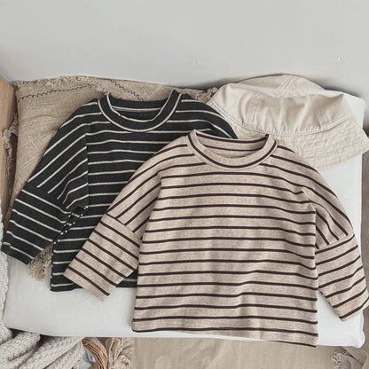 Striped Pattern O-Neck Long Sleeve Top