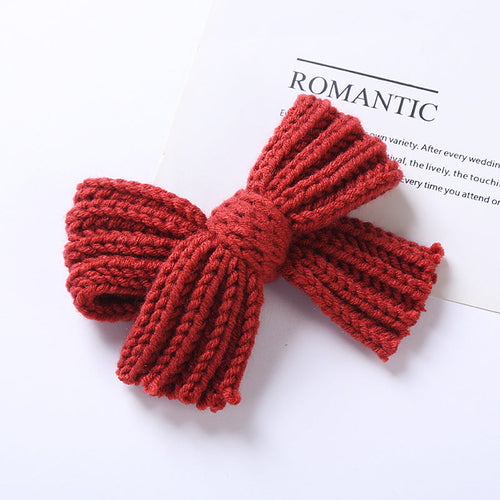 Big Knitted Bow Handmade Hairpin – 2 Pc. Set