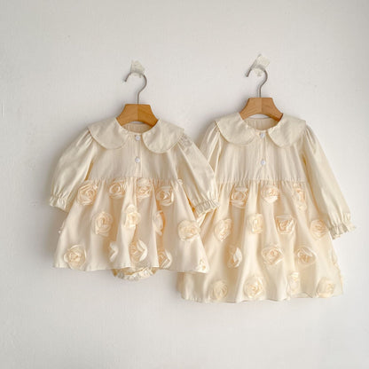 Flowers Pattern Long-Sleeved Peter Pan Collar Dress